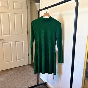 Reformation Hermia Long Sleeve Emerald Green Sparkle Knit Mini Dress NWT XL